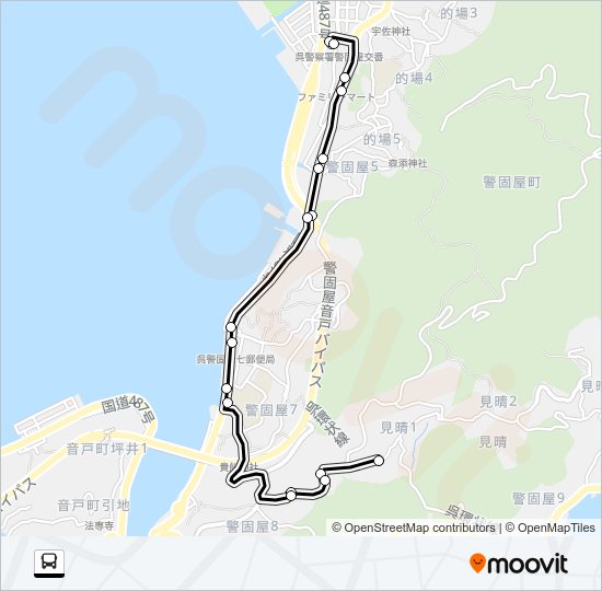 呉市生活バス 見晴町線 Bus Line Map