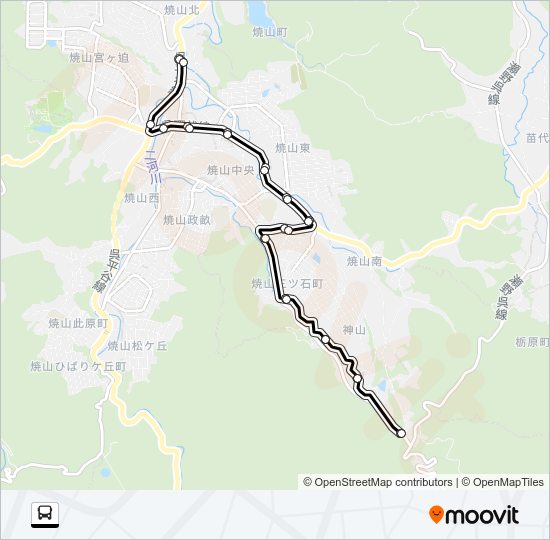 呉市生活バス 北原神山峠線 Bus Line Map