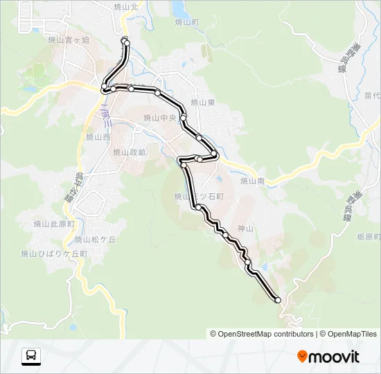 呉市生活バス 北原神山峠線 Bus Line Map