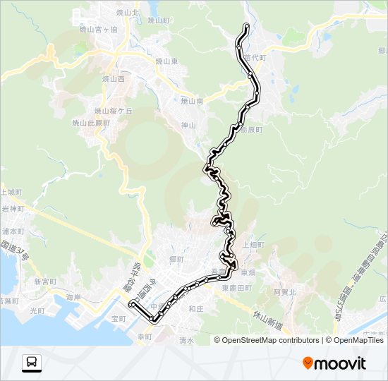 呉市生活バス 呉苗代下条線 Bus Line Map