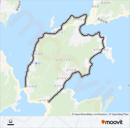 呉市生活バス 音戸さざなみ線 バスの路線図