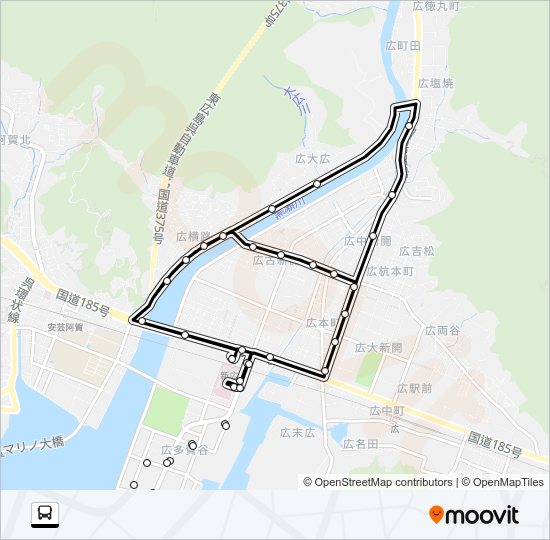 呉市生活バス 横路交叉点循環線 Bus Line Map