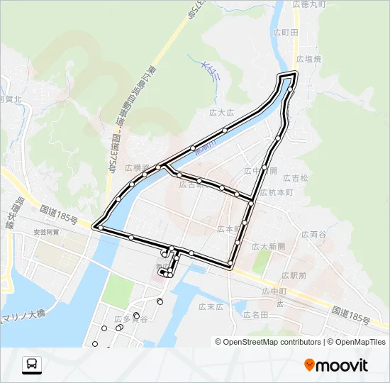 呉市生活バス 横路交叉点循環線 Bus Line Map