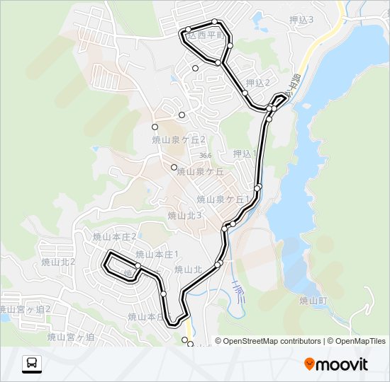 呉市生活バス 昭和循環線北コース Bus Line Map