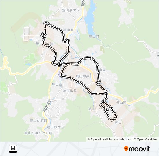 呉市生活バス 昭和循環線中央コース Bus Line Map
