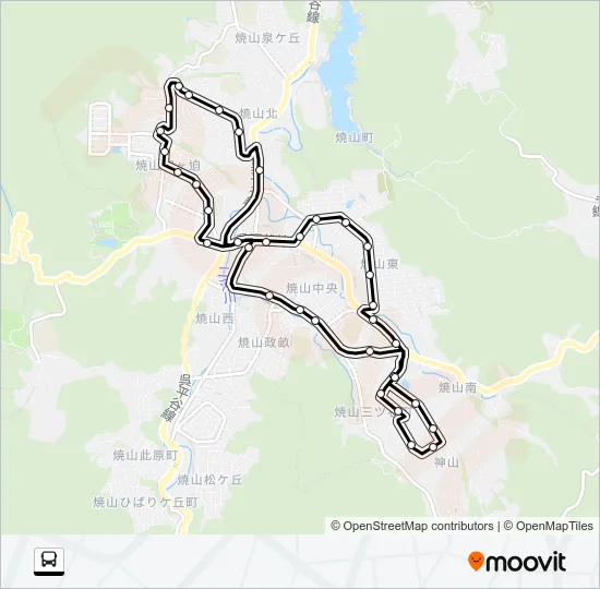 呉市生活バス 昭和循環線中央コース Bus Line Map