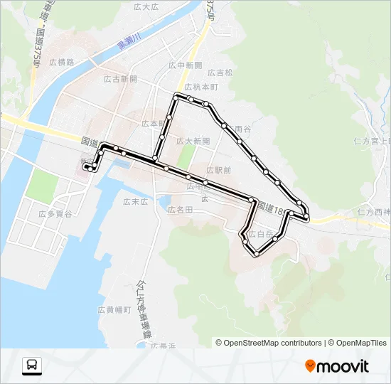 呉市生活バス 白石白岳交叉点循環線 Bus Line Map