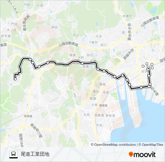 尾道工業団地線 バスの路線図