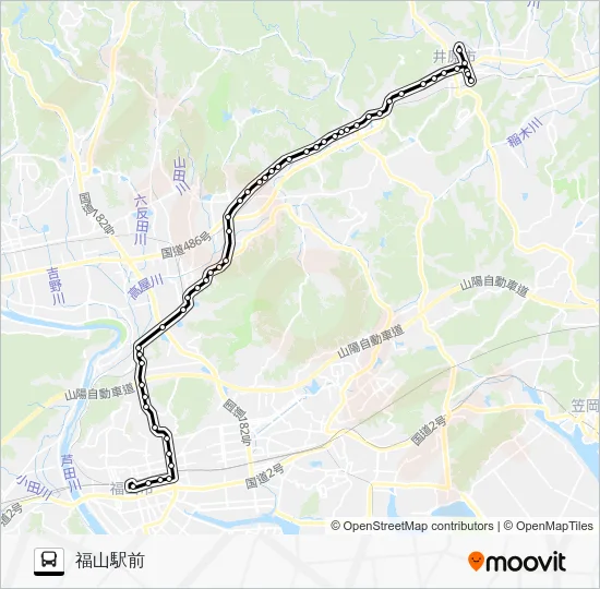 福山～井原線 Bus Line Map