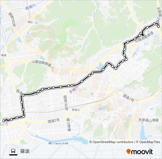福山～篠坂線 Bus Line Map
