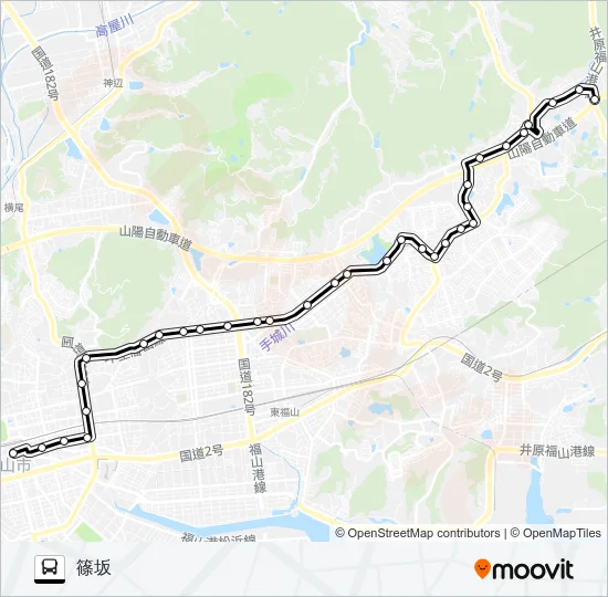 福山～篠坂線 Bus Line Map