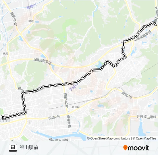 福山～篠坂線 Bus Line Map