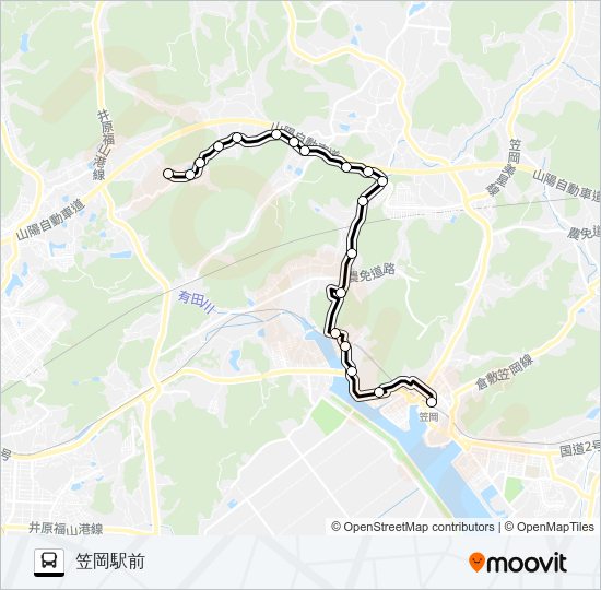 笠岡～広東線 Bus Line Map
