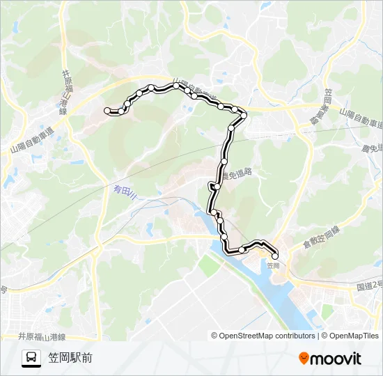 笠岡～広東線 バスの路線図