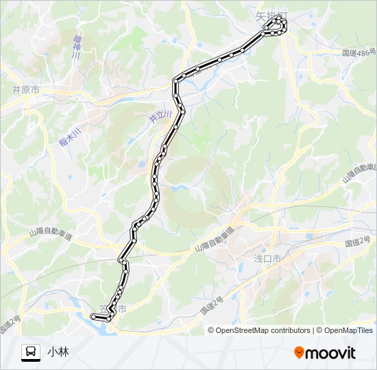 笠岡～矢掛線 Bus Line Map