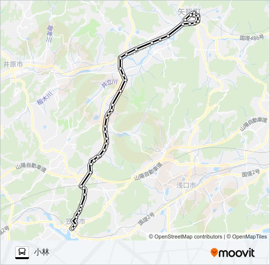 笠岡～矢掛線 Bus Line Map