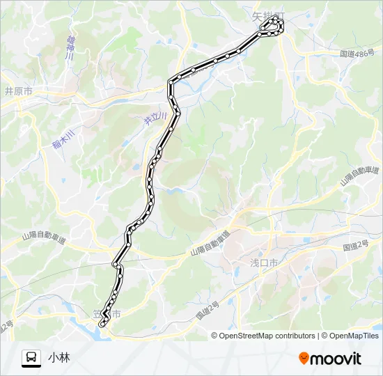 笠岡～矢掛線 Bus Line Map