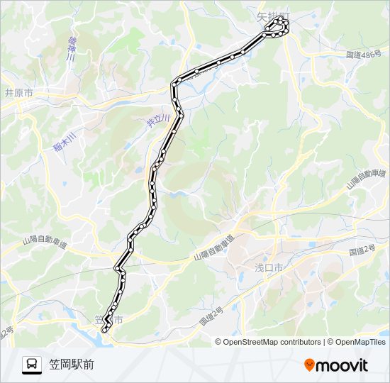 笠岡～矢掛線 Bus Line Map