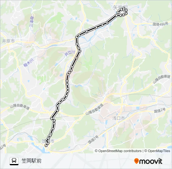 笠岡～矢掛線 Bus Line Map