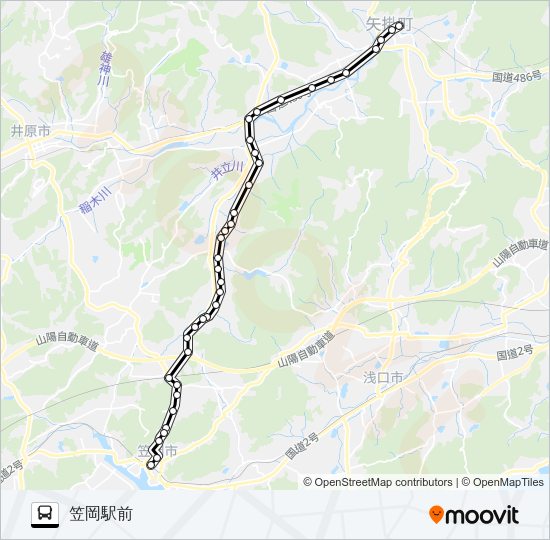 笠岡～矢掛線 Bus Line Map