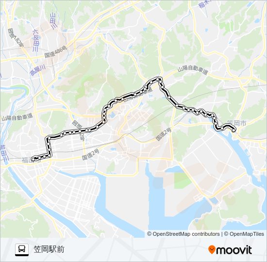 笠岡～福山線 Bus Line Map