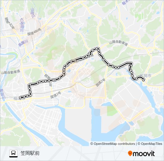 笠岡～福山線 Bus Line Map