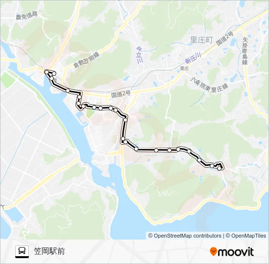 笠岡～竹田～乗時線 Bus Line Map