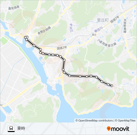 笠岡～竹田～乗時線 バスの路線図