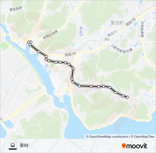 笠岡～竹田～乗時線 バスの路線図