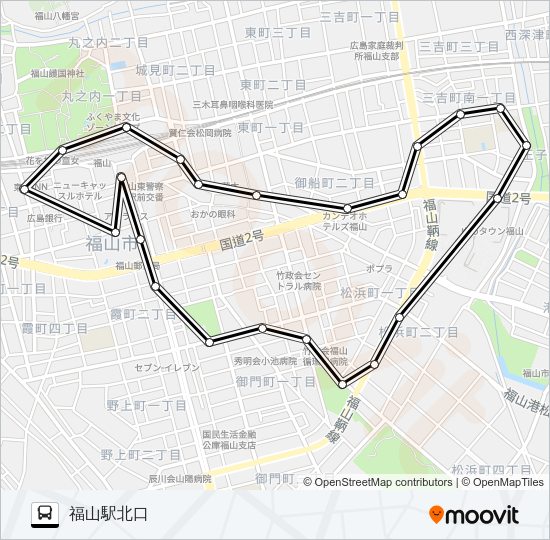まわローズ(青ルート） バスの路線図
