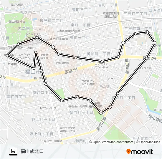 まわローズ(青ルート） バスの路線図