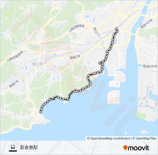 新倉敷～玉島協同病院～寄島線 Bus Line Map