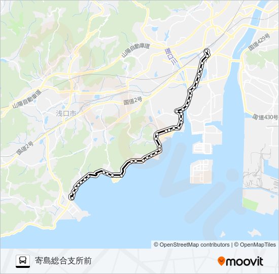 新倉敷～玉島協同病院～寄島線 バスの路線図
