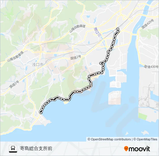 新倉敷～玉島協同病院～寄島線 Bus Line Map
