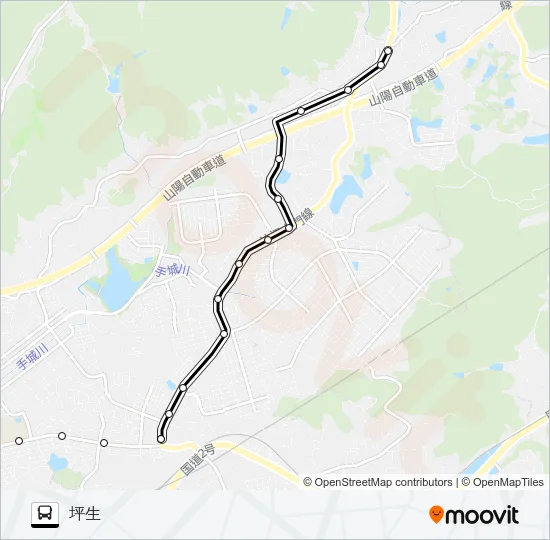 福山～東深津～伊勢丘～坪生線 Bus Line Map