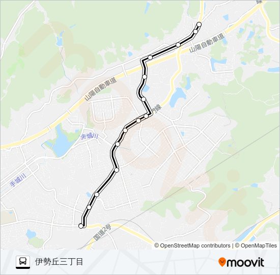 福山～東深津～伊勢丘～坪生線 Bus Line Map