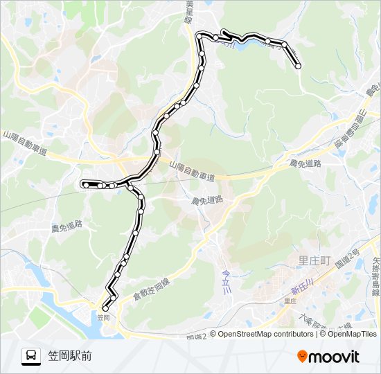 笠岡～大井ハイランド～尾坂線 Bus Line Map