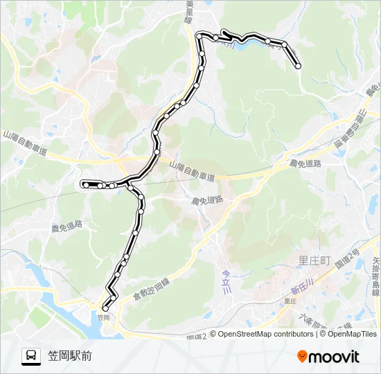 笠岡～大井ハイランド～尾坂線 バスの路線図