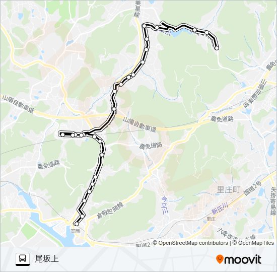 笠岡～大井ハイランド～尾坂線 Bus Line Map