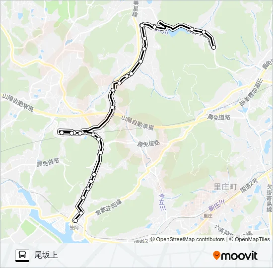 笠岡～大井ハイランド～尾坂線 バスの路線図