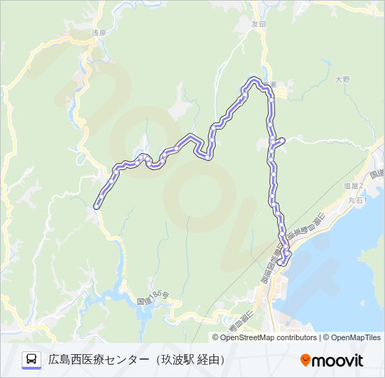 大竹・栗谷線 Bus Line Map