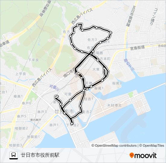廿日市市さくらバス 佐方ルート Bus Line Map