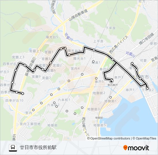 廿日市市さくらバス 宮内ルート Bus Line Map