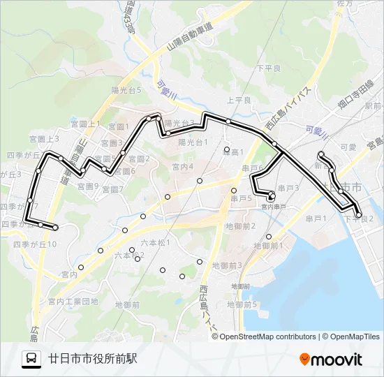 廿日市市さくらバス 宮内ルート Bus Line Map