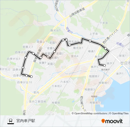 廿日市市さくらバス 宮内ルート Bus Line Map