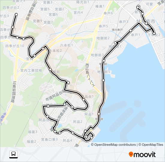 廿日市市さくらバス 阿品ルート Bus Line Map