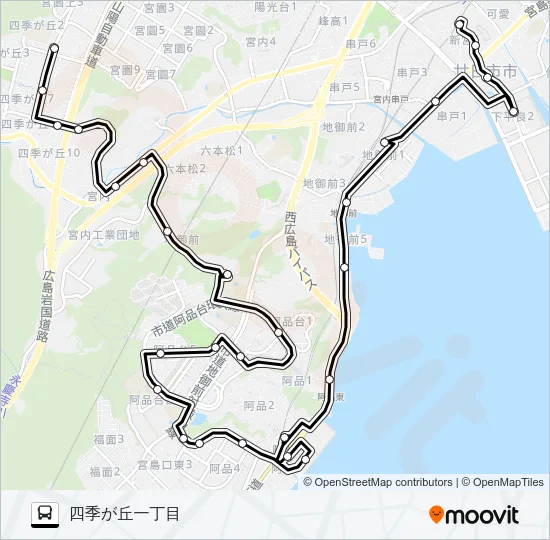 廿日市市さくらバス 阿品ルート Bus Line Map