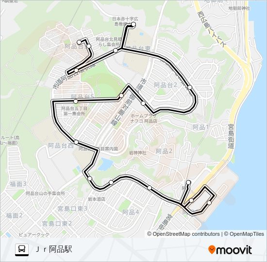廿日市市さくらバス 阿品台ルート Bus Line Map