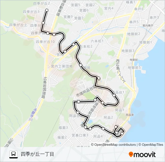 廿日市市さくらバス 阿品台ルート Bus Line Map