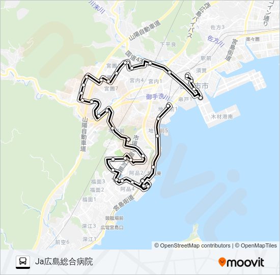 廿日市市さくらバス 阿品台ルート Bus Line Map
